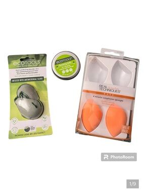 NEW IN PACKAGING ecotools and Real Techniques makeup sponges + Cleansing Balm